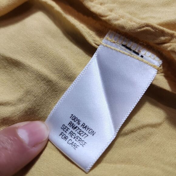 A:glow Maternity Midi Dress Sz Small Yellow Rayon Slight Puffy Sleeves Loose Fit - Picture 7 of 9